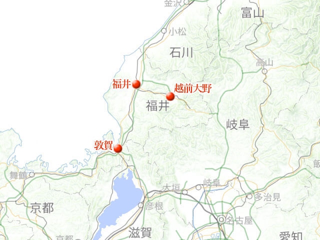 「小京都・越前大野へ。年忘れサイクリング」地図