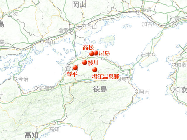 「さぬきうどん巡礼、宮武にわら家、赤坂も」地図