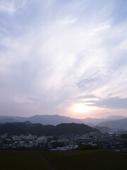 人吉城跡から見るきれいな夕陽