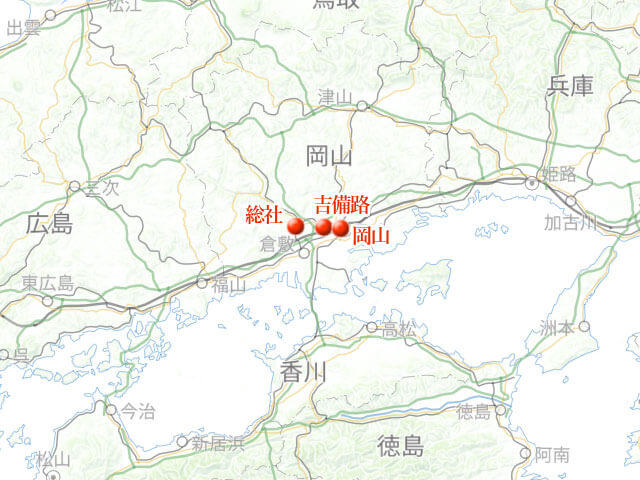 「吉備路をめぐる。年末の古代歩き」地図