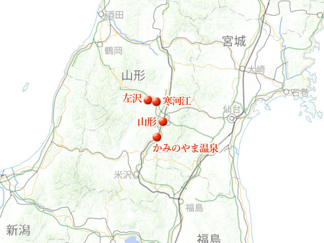 「左沢線に乗りに。昼寝日和の最上川紀行」地図