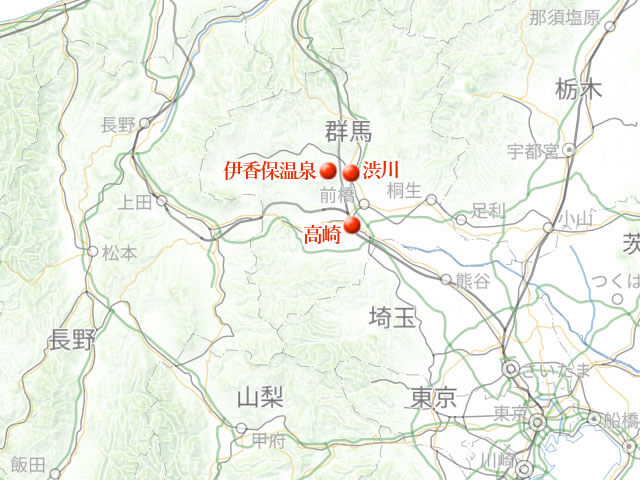 「伊香保温泉、石段街と射的場と酔い酔いの夜」地図