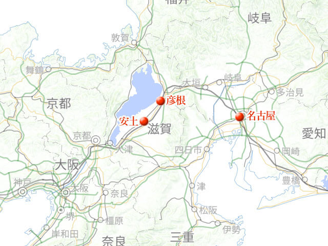 「信長の安土城に彦根城、年始城めぐり旅」地図