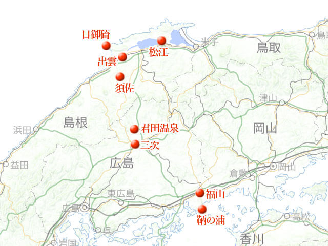 「松江・出雲、にっぽんの神々へのごあいさつ」地図