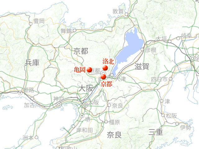 「年末京都の寺社仏閣、パワースポット巡り」地図